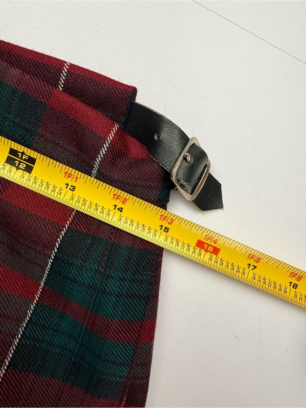 Allen Solly 12 Red Green Tartan Plaid 100% Wool Pleated Kilt Midi Skirt Preppy - Picture 5 of 6